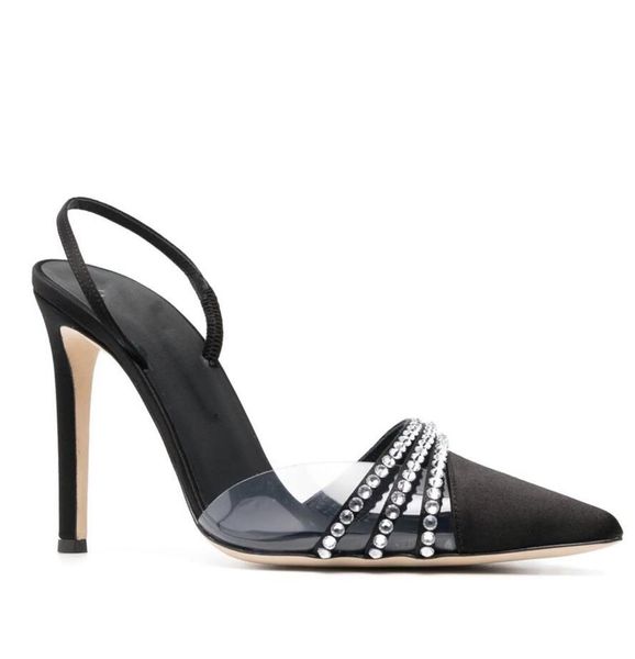 Summer Luxury Women Heel Antico Audrine Sandals Scarpe in cristallino con punta a punta Slingback Feed