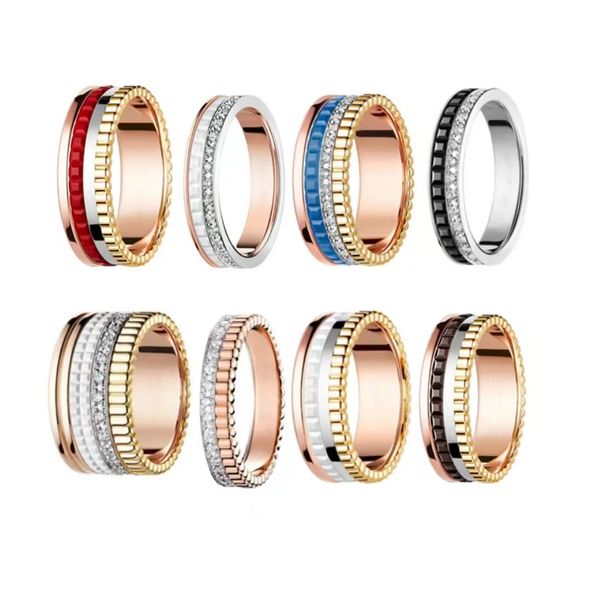 Anello di design di lusso coppia v anelli in oro anelli in ceramica per donna anello di diamanti ad alta edizione da uomo 5-10 anelli di ingranaggi di gioielleria da design sovrapposti