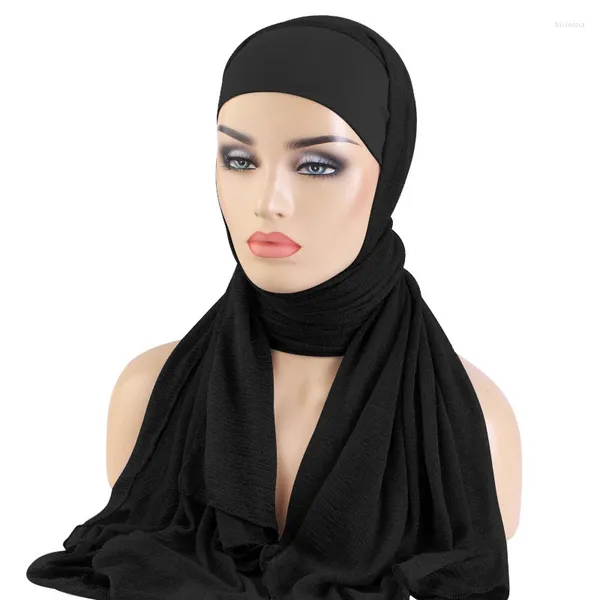 Abbigliamento etnico hijab femme musulman istantaneo con undercap jesery fashion thead thead sotte