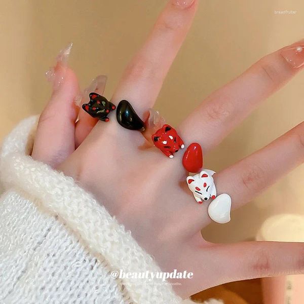 Cluster Ringe Anime Drop Glasur rot für Frauen Mann verstellbare y2k Accessoires Mädchen Schmuck Luxusqualität Großhandel Lose