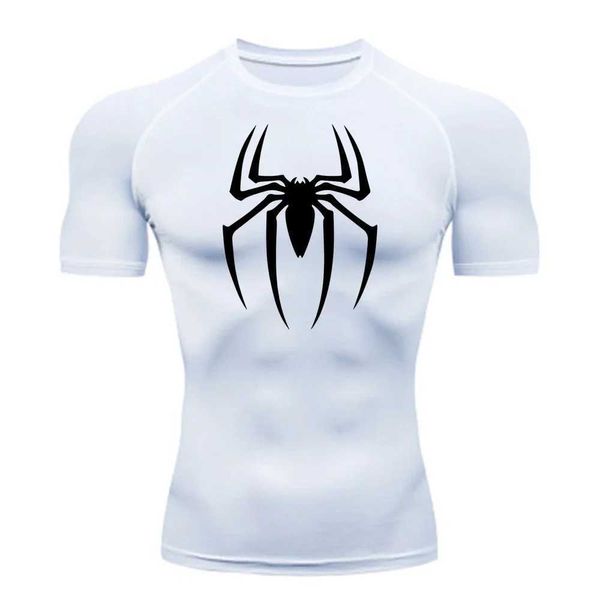 Camisetas masculinas novas camisa de compressão Men Gym Super Hero Sport Running T-shirt Rashgard Tops T camiseta rápida seca curta SLVE para homens T240506