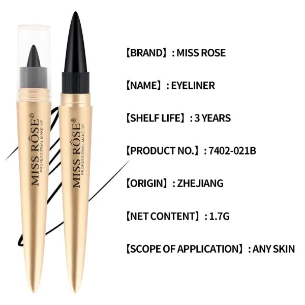 Eyeliner Miss Rose Beauty Preto Colorido Colorido Intensidade Impermeável Maquiagem Lápis Lápis Longa