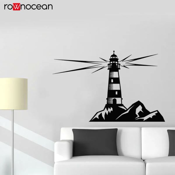Aufkleber Lighthouse Nautical für Seemann Meer Ozean Stil Wandaufkleber Nautical Home Decor Wohnzimmer Abziehhalber Abnehmbares Wandbild Tapete 3155