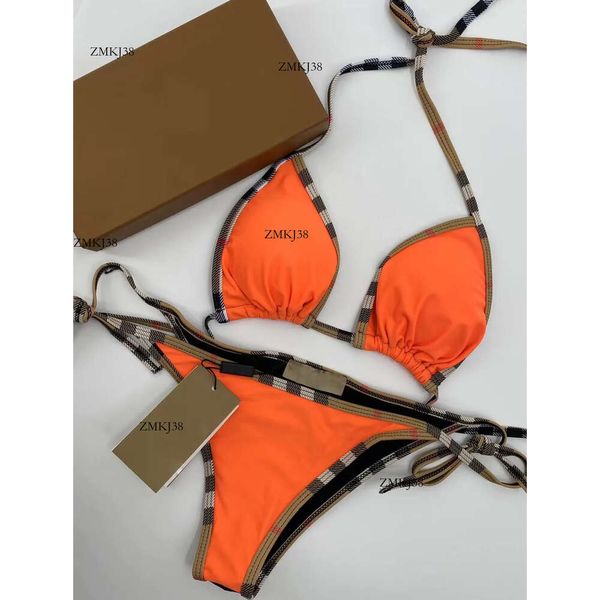 Women Beach Swimwear Bikinis Bandagem Check Biquíni sets de maiô sexy