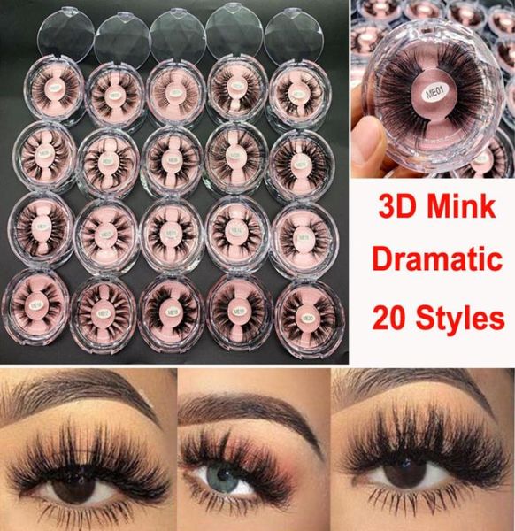 Cílios novos de vison de Mink 25 mm 3d Mink cílios falsos cílios maquiagem de maquiagem grande volum dramático de espessura de visita real de visita à mão Natural 5D Eye LA9010246