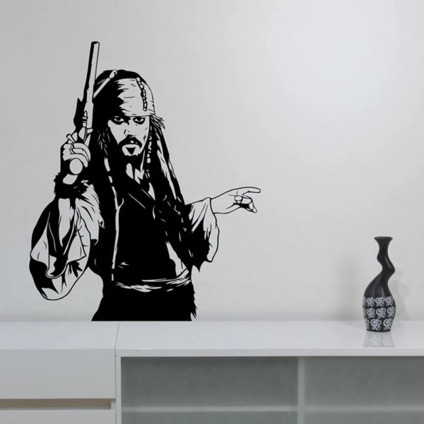 Adesivi Capitano Jack Sparrow Wall Sticker Vinyl Decal Pirates Art Adventure Movie Decorazioni per decorazioni per la casa M195