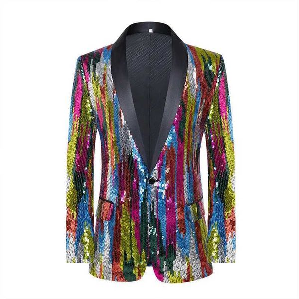 Abiti da uomo blazer da uomo mimetico mimetico set di paillettes per le performance ospite Dress Nightclub Bar Fashion Q240507