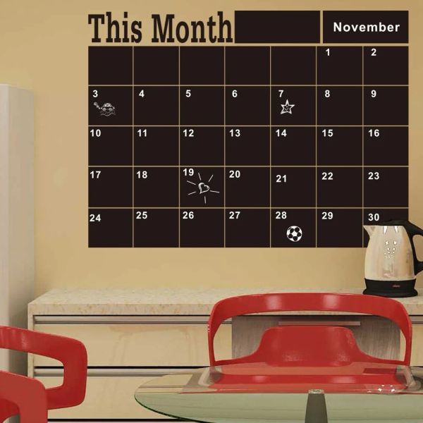 Adesivi 60*92 cm Calendario mensile Docella di lavagna Adesivo rimovibile Memo Adesivo in vinile Adesivi in vinile Ufficio Scuola Black Board