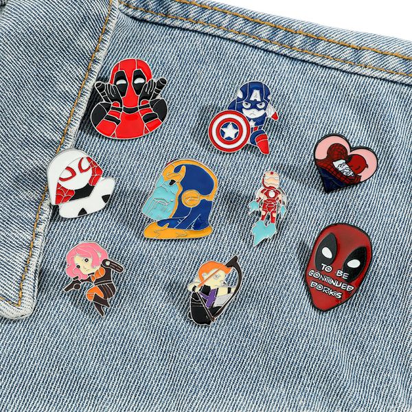 Boys Science Fiction Movie Hero Man Enamel Pin Cine Film Anime Giochi di smalto duro Pins raccolta battitore per backpack backpack backpack battini