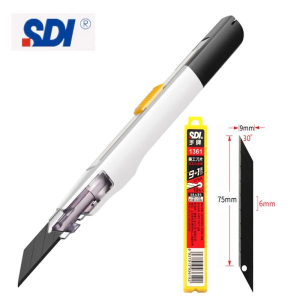 Bıçak SDI Küçük Yardımcı Bıçak Bıçağı Anti Sallama 30 ° Keskin Bıçak Kutusu Kesici Professi Premium Güvenlik Selffling Tasarım Paket Kağıdı