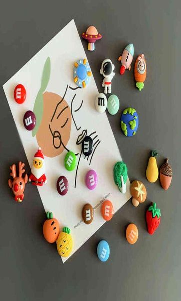Sevimli Karikatür Şeker Buzdolabı Mıknatısları Mini Meyve Buzdolabı Dekor Manyetik Stickers Noel Dekoratif Mıknatıs Seti 220106550351