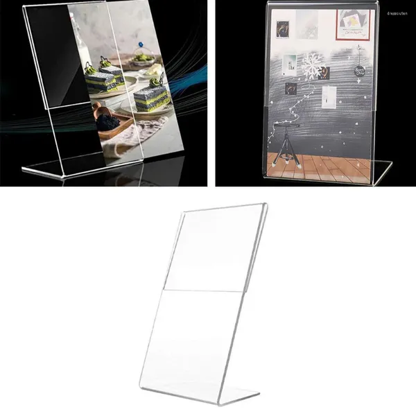 Cornici 1pc Acrylic trasparente display stand scrivania Etichetta Etichetta Frame prezzo Tag Card Thoollers Holder