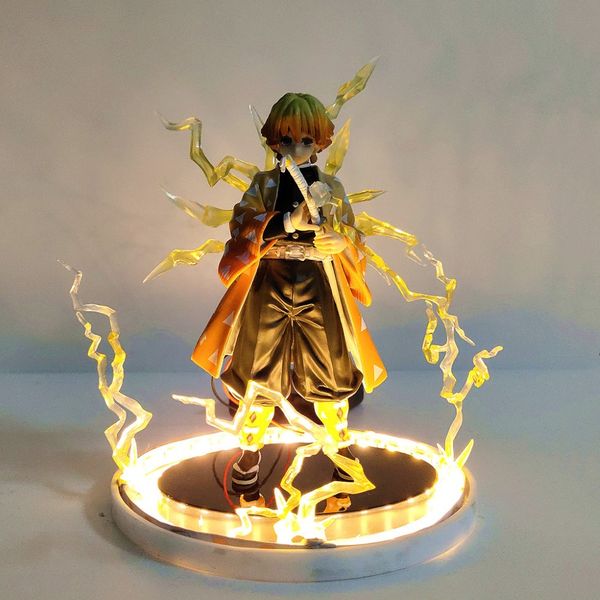 Demon Slayer Action Anime Figures Kimetsu No Yaiba Agatsuma Zenitsu Luzes noturnas LED Conjunto de figuras Toys para crianças Modelo C0220 242F