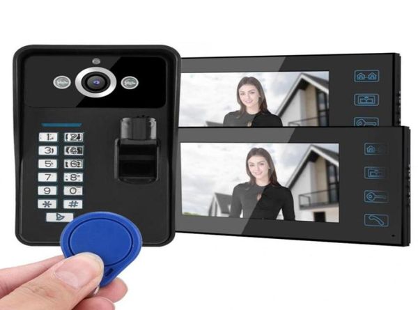 Другое оборудование для дверей 7 -дюймовое отпечаток пальца RFID -пароль видео Intercom 2 Монитор HD Wired Smart Door Dovel System100240V7113694