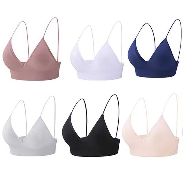 Bras atmungsaktiven Knochenlosen Triangle Cup nahtlos Sport BH Deep V Bralettes Fitness Yoga Top Womens Crop Topl2405