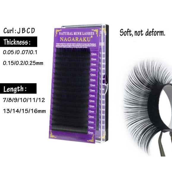 Alta qualità 005 007 01 015 mm JBCD Curl Mink Extension Extension Super Soft 3D 6D Voluming Lashes vassoio Russian Eyelash2043960