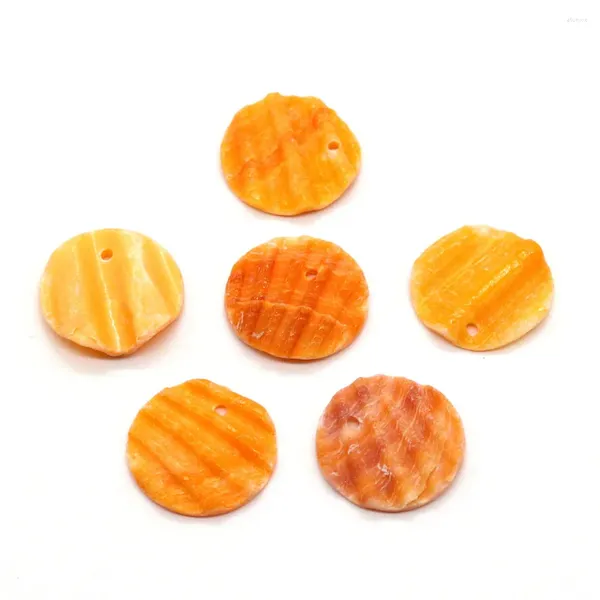 Colares de pingentes jóias de moda laranja de casca laranja 15mm Pingentes de vieiras redondos para fabricar acessórios de colar de brinco DIY presentes