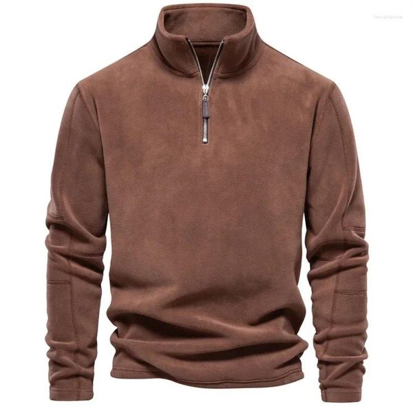 Herrenjacken Herbst Winter Winter warmes Fleece -Jacke für Männer Reißverschluss Hals Pullover Qualität Sweatshirt Weiche Herren