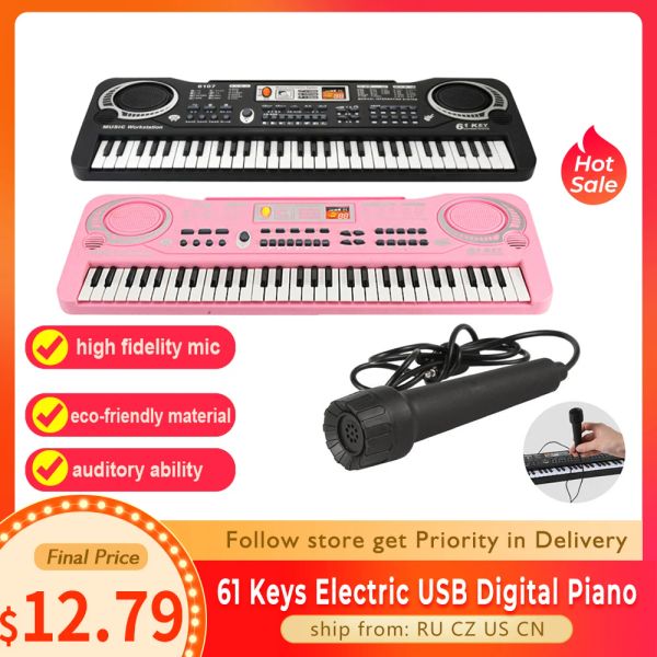 Strumenti 61 tasti ORGANI ELETTRONICO USB Digital Tastiera Digital Piano Strumento per bambini giocattolo con piano elettrico per bambini per bambini