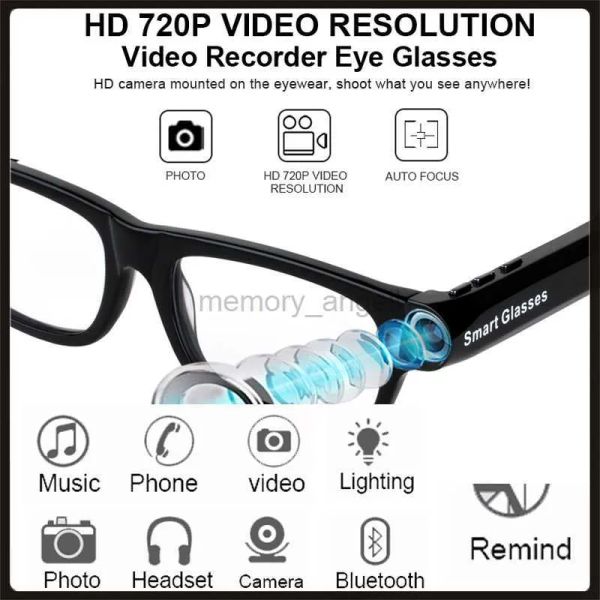Óculos de óculos inteligentes Novo suporte de óculos inteligentes bluetooth multifuncional para ouvir música e chamar 720p de videocolos construídos 32g storag