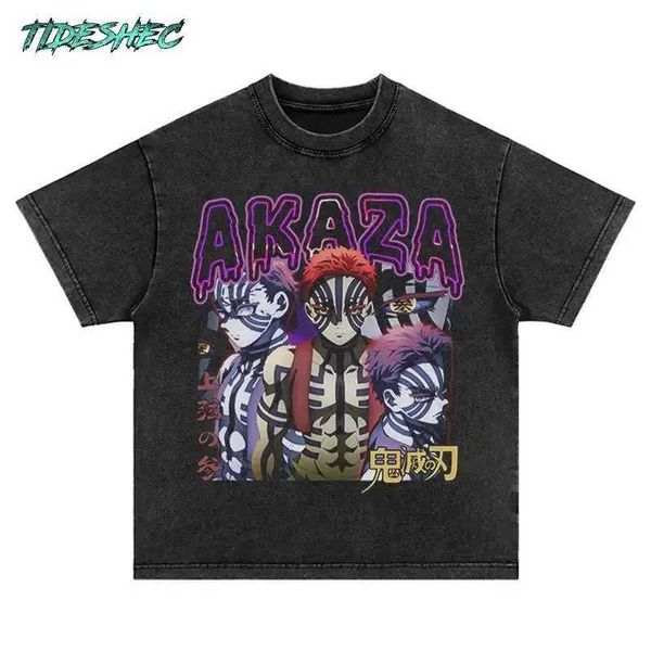 Camisetas masculinas Tideshec Retro Anime Graphic T-Shirt Anime Retro Anime Japonês Tamarda Japanesa Mens Retro Hip Hop Harajuku Wash T-Shirtl2405