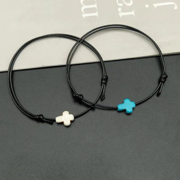 Braccialetti di fascino 2 pezzi Croce fatta a mano Bless Bracciale Nero Corda Rossa Stringa Coppia di corda Regalo per le donne Uomini all'ingrosso Drop