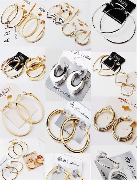 Circle Fashion Hoop Ohrringe für Frauen europäischer Amerikaner reiner Kupfer übertriebener glänzender Ohrring gemischtes Batch -Nachtclub Sexy Schmuck 1043630