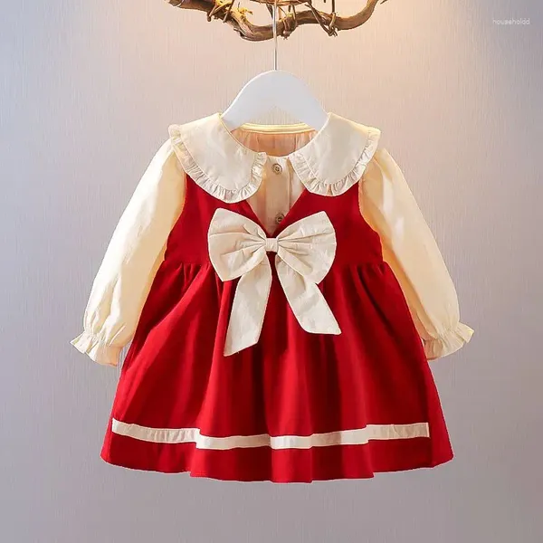 Girl Dresses Bow Hildren vestiti abiti da camicetta per tracce per ragazze set di stile casual set di tusa autunno per bambini