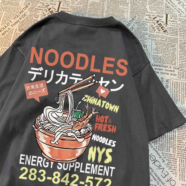 T-shirt maschile anime noodies illustration gust-string ghirt maschi sciolti oversize nuovi vestiti estate in cotone camicie creatività h240506