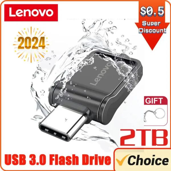 Adaptör Lenovo Tip C USB3.0 Flash Sürücü OTG 2 İç 1 USB Stick 1TB 2TB Pen Drive 128GB Pendrive Bellek Diski PC için Ücretsiz Anahtar Yüzük