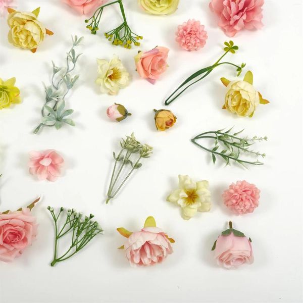 Flores decorativas 42pcs mistura solta mistura artificial Seda de seda