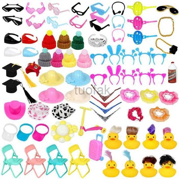 Badespielzeug süße Gummi -Entenzubehör Dekorationen Mini Sonnenbrille Halskette Schal