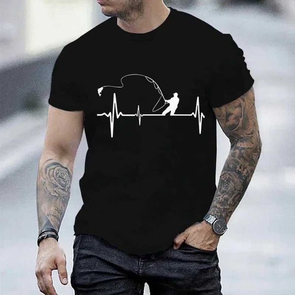 T-shirt da uomo T-shirt per uomini Flahing Heartbeat Pulse Print Shirt Funny Short Slve T camicie estive