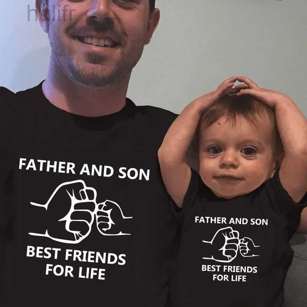 Aile Eşleşen Kıyafetler Baba ve Oğul Yaşam İçin En İyi Arkadaşlar Baskı T-Shirt Aile Eşleşen Aile Baba Oğul Giysileri Baba ve Ben Bebek Tshirt Giysileri D240507