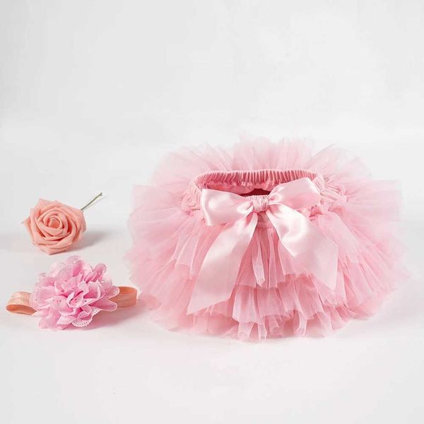 Eull tutu abito neonato bambine tulle tutu bloomer neonati pannolini neonati copertine 2pcsonli corte+gigoni set di fasce per ragazze gonne arcobaleno galli per bambini d240507