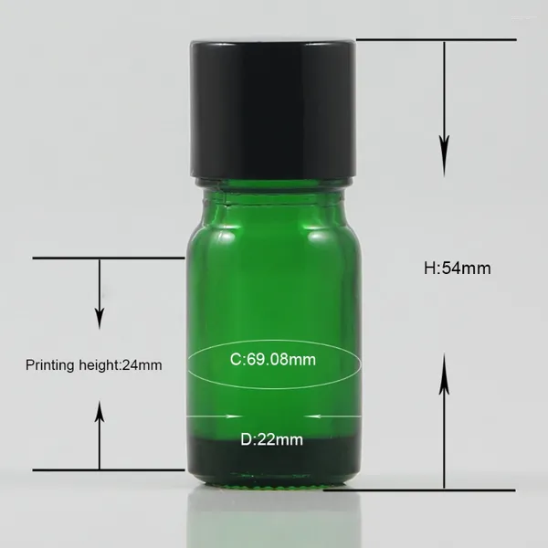 Garrafas de armazenamento 5ml mini amostra garrafa de vidro gotas de óleo essencial para parafuso preto para venda