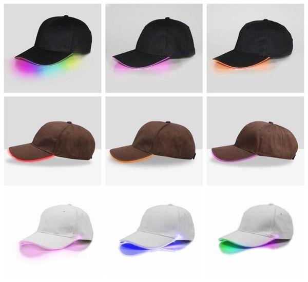 LED Lüminesans Beyzbol Kapağı Lüminesans Açık Hava Spor Şapkası Aydınlatıcı Unisex Glow Koyu Kapaklarda Snapback LJJA33975140632