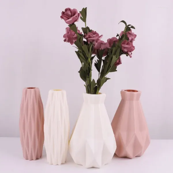 Vasos vaso moderno vaso branco rosa plástico cesto de cesta pote