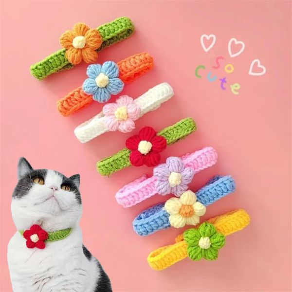 Casas kawaii crochet cão gato colar