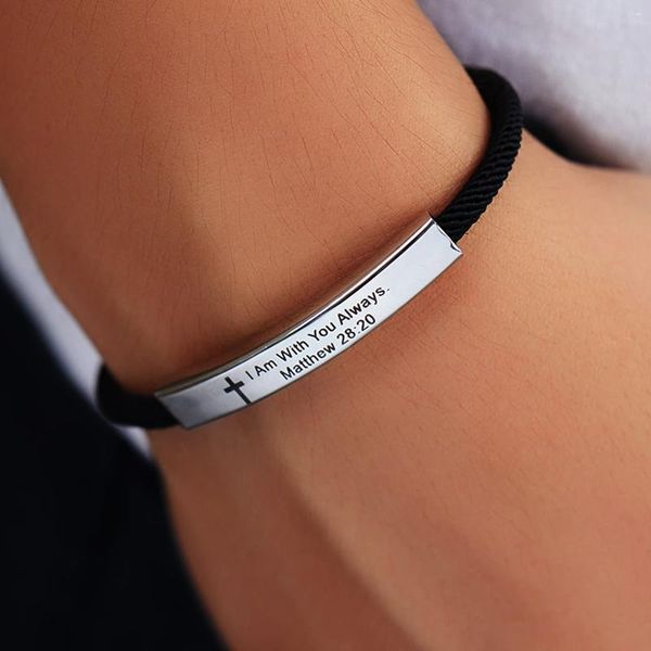 Braccialetti di fascino Braccialette di lettere incise in bibbia alla moda Bracciale per uomini Donne Acciaio inossidabile punk Regali di gioielli unisex.