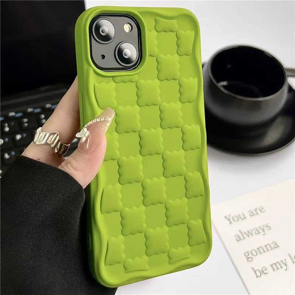 Case di cellulare Candy Candy 3D Cookies 3d Grid Pattern Telefono Custodia per telefono 15Pro 11 12 13 14 Pro Max Matte Matte Shock Affot Bumper Cover