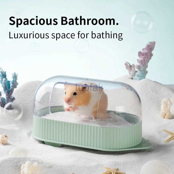 Toys da bagno criceto da bagno Guinea Mouse Gerbille WC a gabbia Box trasparente vasca da bagno scatola da bagno giocattolo Accessorio per piccoli animali D240507