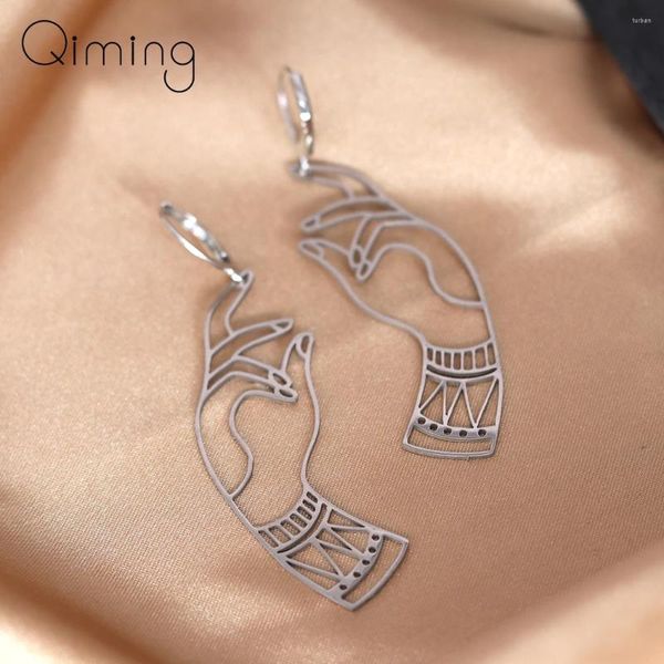 Hoop Ohrringe Edelstahl Figur Hand für Frauen Mädchen Trendy Vintage Schmuck ethnische Geschenke