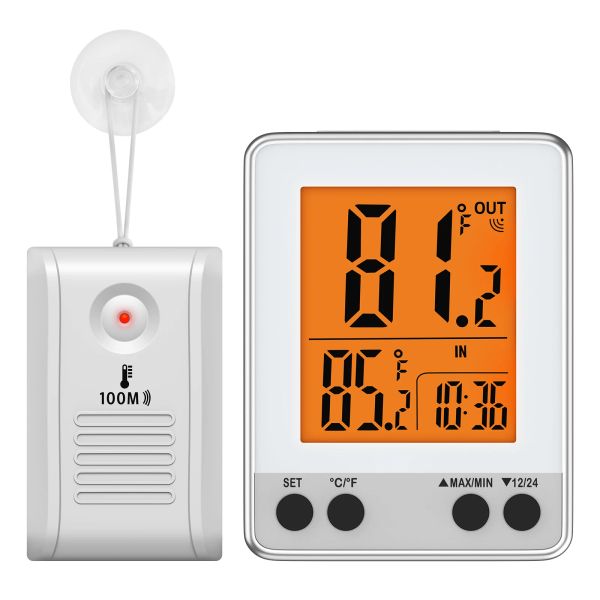 Messgeräte ORIA Outdoor Digital Thermometer Innenraumtemperaturmonitor Wireless Sensor LCD -Desktop -Tischuhren