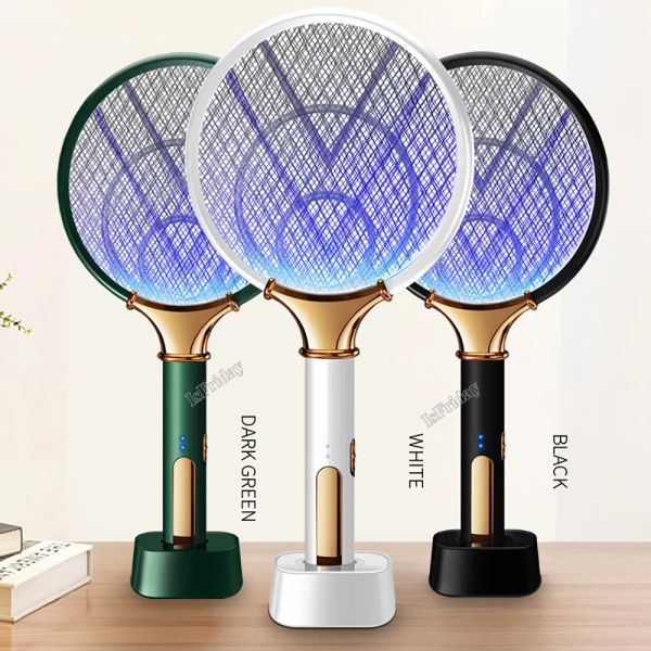 Zappers 1200mAh Mosquito elétrico Swatter LED LED Recarregável Anti Bug Fly Zapper Killer Trap Insect Racket Pest Control Dropship de produtos