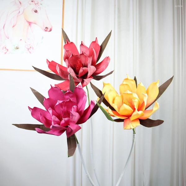 Flores decorativas imitação de magnolia pe spoam flor acessórios de casamento