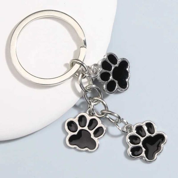 Schlüsselanhänger Lanyards süße Emaille Schlüsselbund Katzenhund P Schlüssel Ring Fußabdrücke Schlüsselketten für Frauen Männer Handtasche Accessorie DIY Handgemachte Schmuckgeschenke