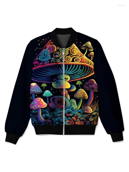 Giacche da uomo Mushroom Stampato in 3D uomini Donne harajuku Giacca in moda molla a maniche lunghe Modello con cerniera Y2K Tops Collar