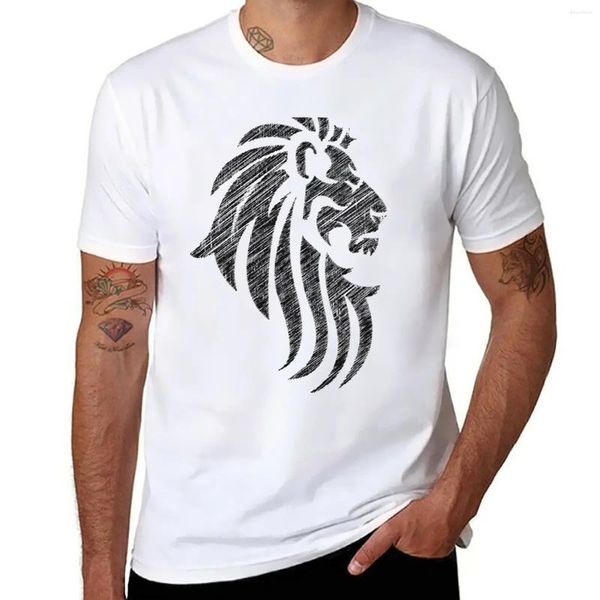 Men's Polos Lion Tribal Tattoo Style Design T-shirt Oversizeds Sweat Tops Mens de altura camisetas