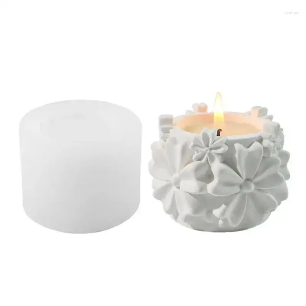 Titulares de vela Porta de flor Flores de concreto Flores de concreto Silicone 3D Floral Resina Jar